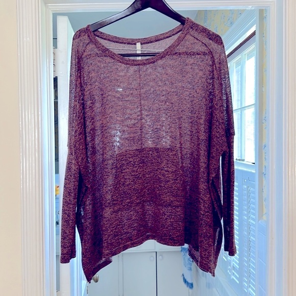 Paper Crane Sweater Hand Warmer Pocket Clay Orange Navy Blue Medium EUC - Picture 2 of 7